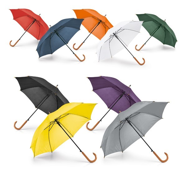 GUARDA CHUVA COM 104CM DIÂMETRO ACIONADOR AUTOMÁTICO E CABO EM MADEIRA - PERSONALIZAÇÃO 1 COR 4 GOMOS GC246B