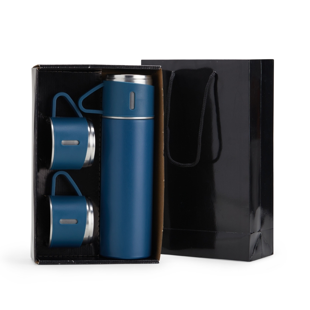 KIT GARRAFA TÉRMICA 450ML COM 2 CANECAS NO BERÇO ACOMPANHA SACOLA DE PAPEL GA174T