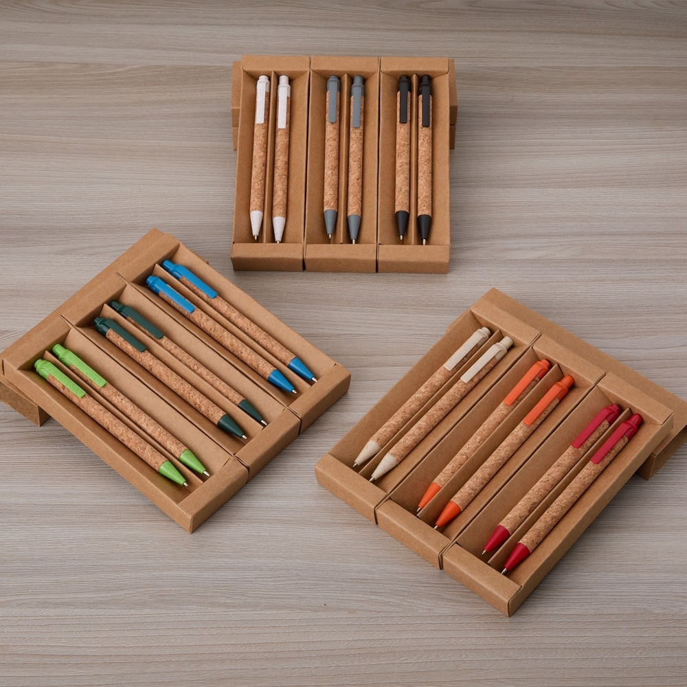 kit caneta e lapiseira eco com cortiça