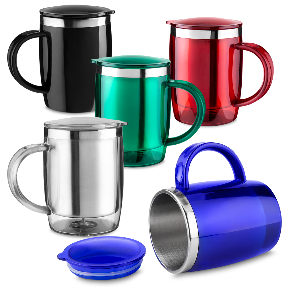 CANECA INOX COM ACABAMENTO EM PLÁSTICO 400ML CA165B4