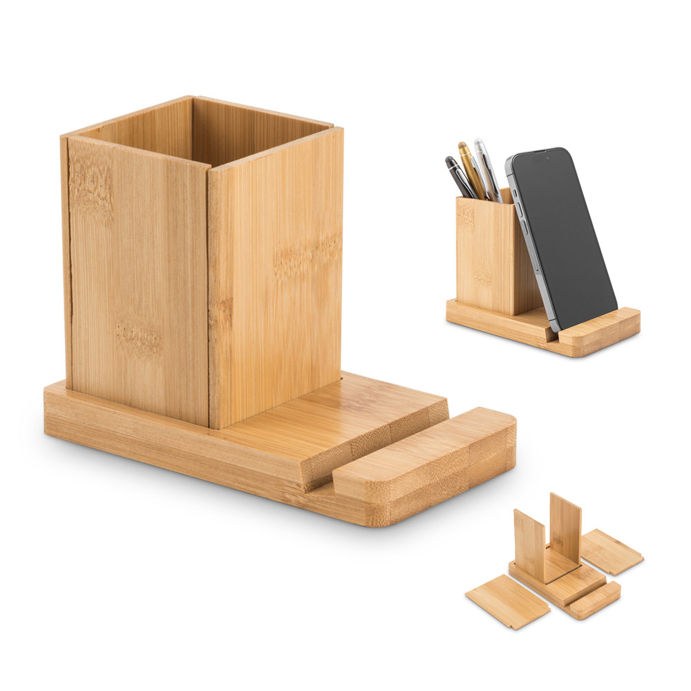 PORTA CANETA COM SUPORTE PARA CELULAR EM BAMBU PLC184B PORTA CANETA COM SUPORTE PARA CELULAR EM BAMBU PLC184B